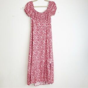 Hollister Smocked Milkmaid Coquette Babydoll Maxi Dress Prairie Cottagecore M